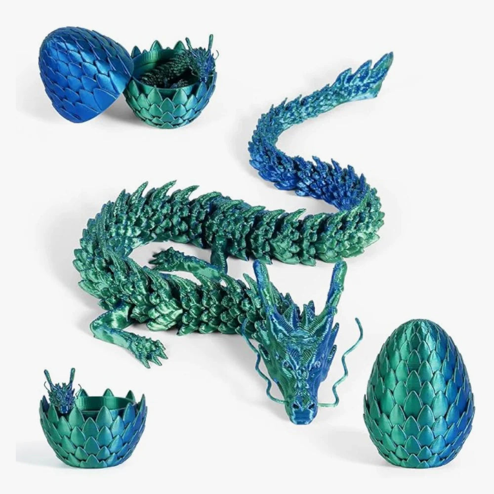 3d printed japanese dragon green blue
